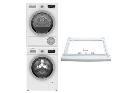 24" Bosch Front Load Washer and Dryer and Laundry Accessory - WTZ20410UC-WAW285H1UC-WTW87NH1UC