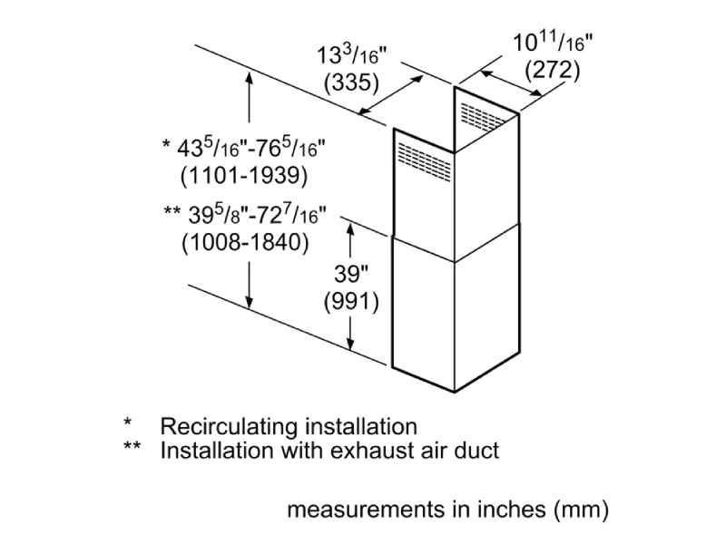Bosch Box Canopy Chimney Hood Duct Extension Accessory Kit Stainless Steel - HCBEXT5UC