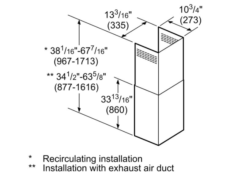 Bosch 9' - 11.5' Ceilings Chimney Extension Kit for 300 Series 30" Chimney Wall Hoods HCPEXT5UC