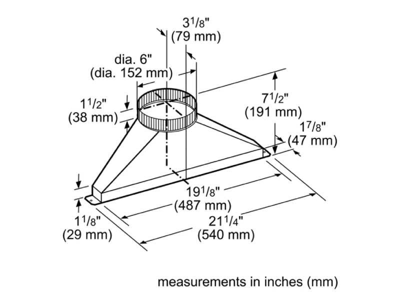 Bosch 6" Side/Rear Transition for Downdraft - HDDSTRAN6