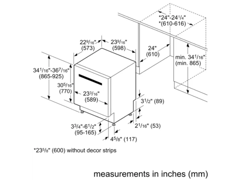 24" Bosch 300 Series Built in Dishwasher with Stainless steel tub - SHE53B75UC