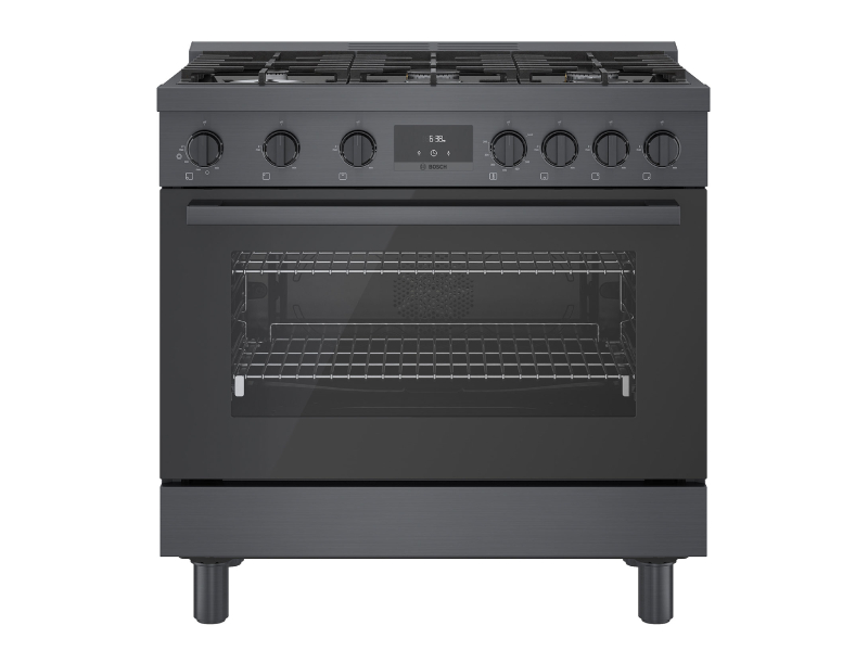 36" Bosch 800 Series Freestanding Gas Range In Black Stainless Steel - HGS8645UC
