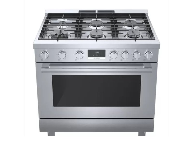 36" Bosch 800 Series Freestanding Gas Range With 6 Burners In Stainless Steel - HGS8655UC