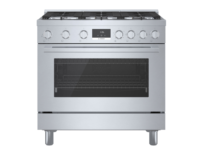 36" Bosch 800 Series Freestanding Gas Range With 6 Burners In Stainless Steel - HGS8655UC