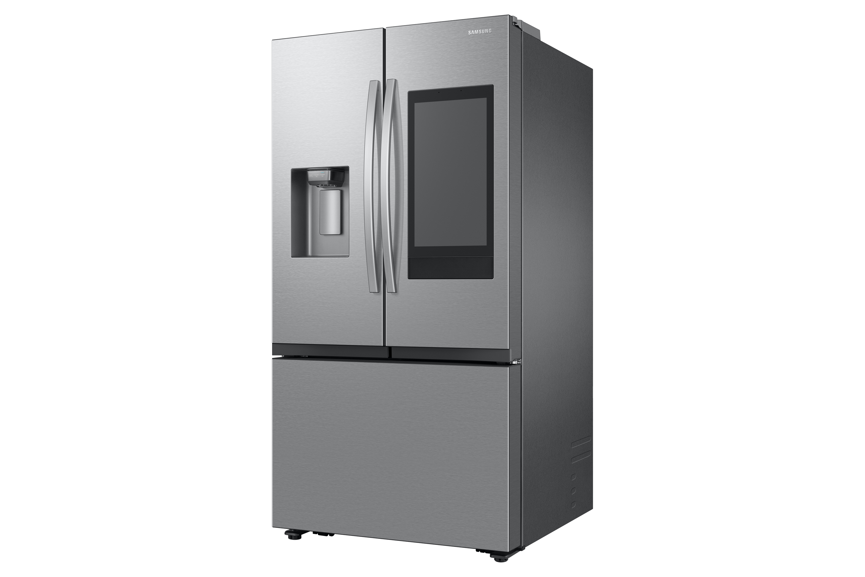 36" Samsung 3-Door French Door Refrigerator with Family Hub and External Ice and Water Dispenser in Stainless Steel - RF32CG5900SRAC