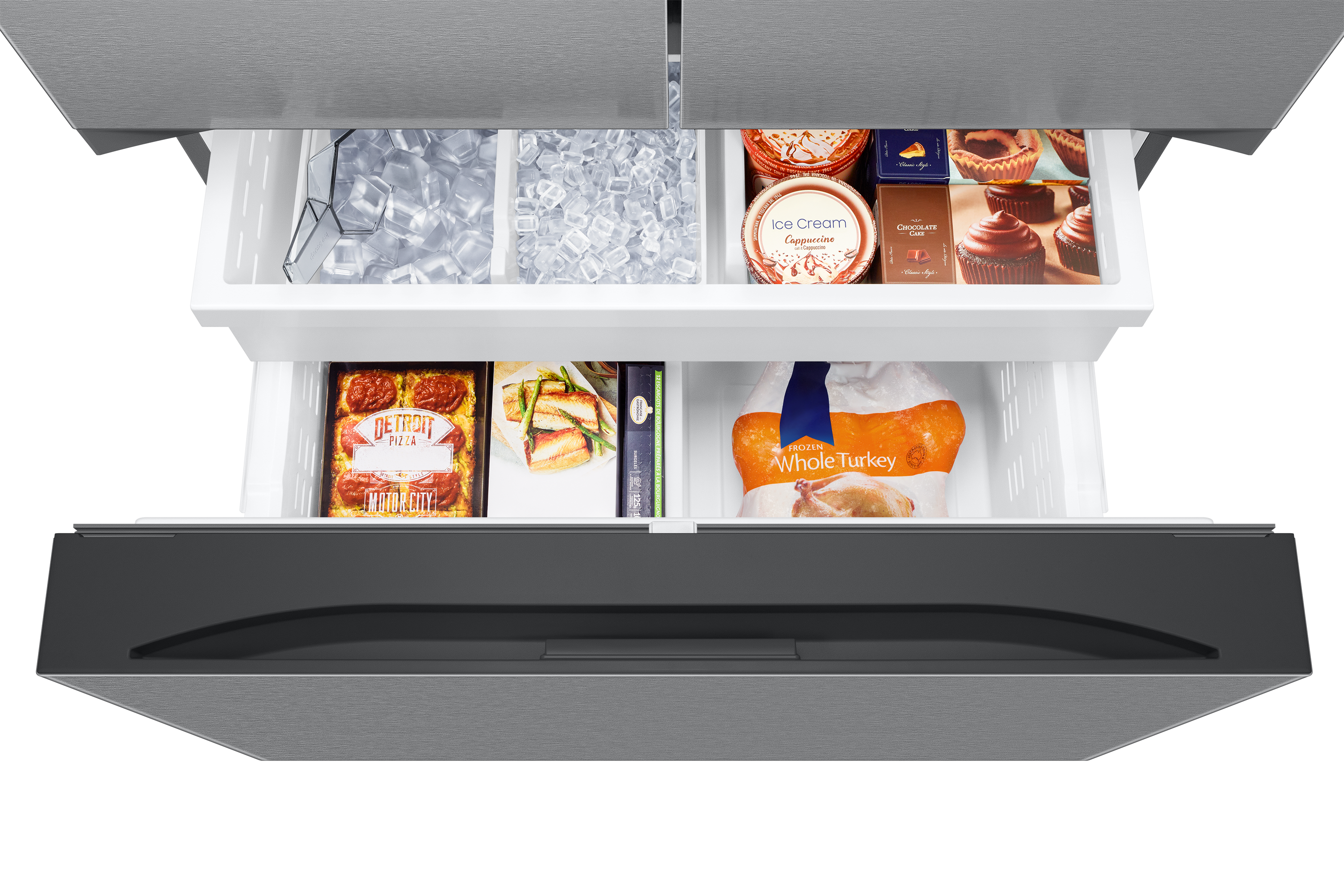 36" Samsung 3-Door French Door Counter Depth Refrigerator with External Ice and Water Dispenser in Stainless Steel - RF27CG5400SRAA