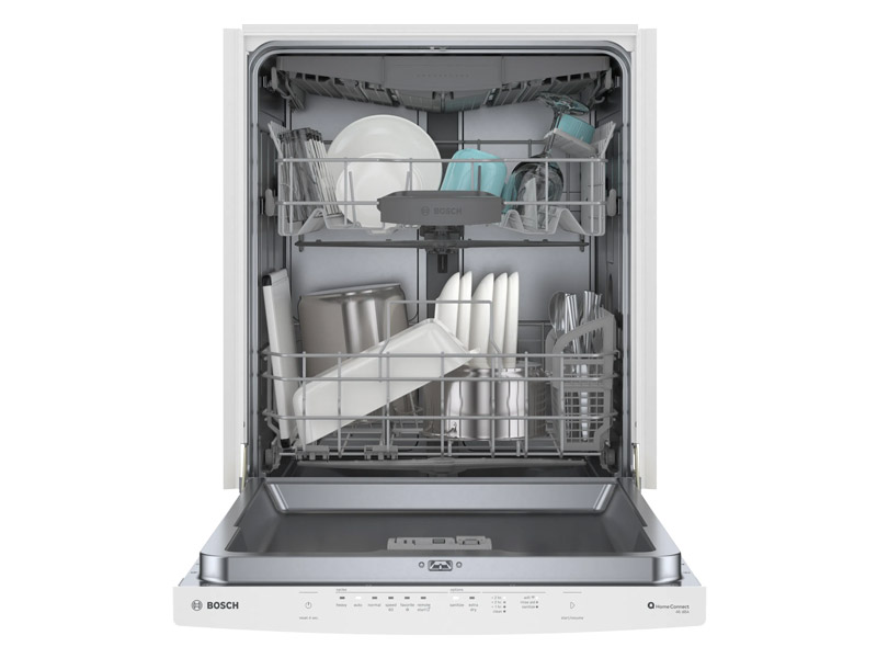 24" Bosch 300 Series 46 dBA Dishwasher with Standard 3rd Rack in White - SHS53CM2N