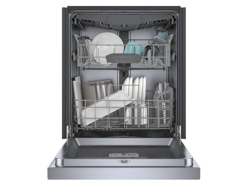 24" Bosch 300 Series 46 dBA Dishwasher with Standard 3rd Rack in Stainless Steel - SHE53C85N
