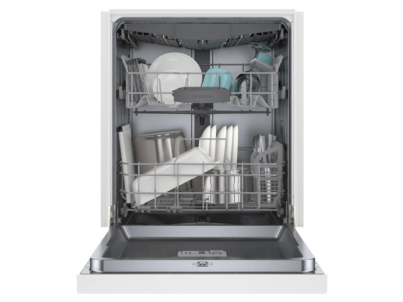 24" Bosch 300 Series 46 dBA Dishwasher with Standard 3rd Rack in White - SHE53C82N