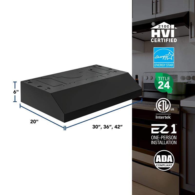 30" Broan Under Cabinet Range Hood in Black - GLA1303BL