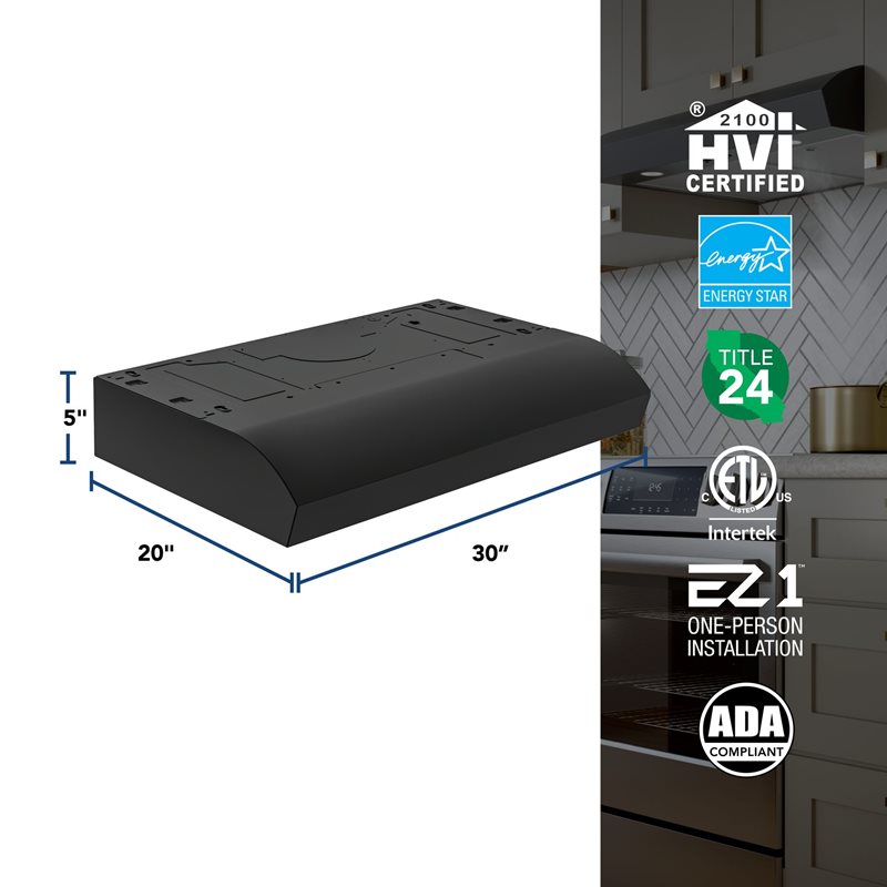 30" Broan Under Cabinet Range Hood in Black - MTR1303BL