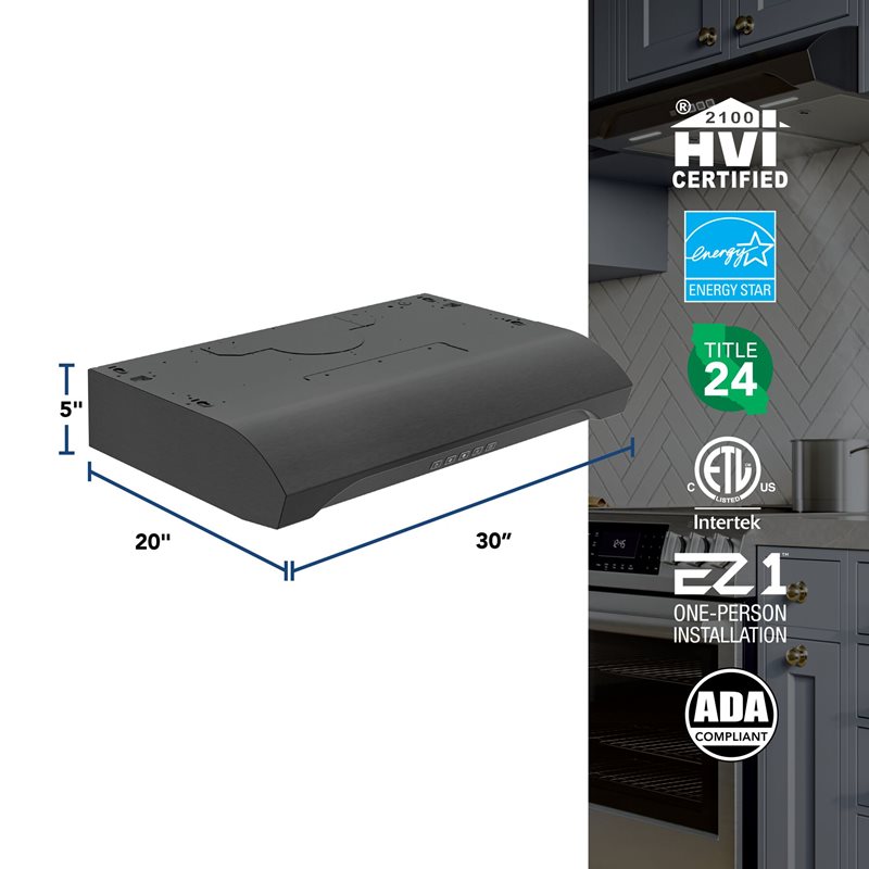 30" Broan ALT2 Series 350 MAX Blower CFM Under-Cabinet Range Hood  - ALT2303BLS