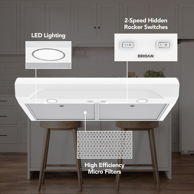 30" Broan ALT1 Series 350 MAX Blower CFM Under-Cabinet Range Hood - ALT1303WW