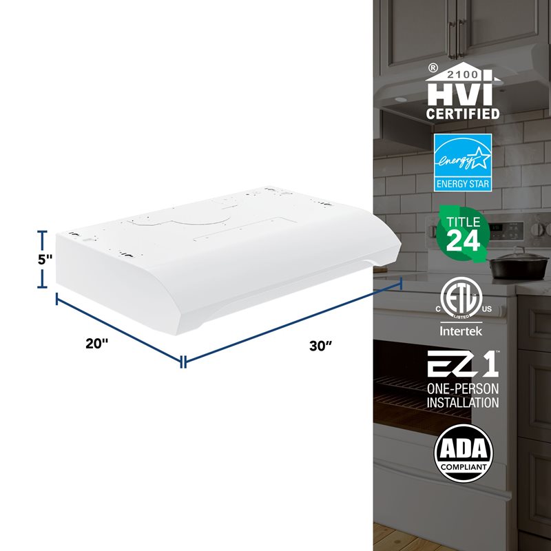 30" Broan ALT1 Series 350 MAX Blower CFM Under-Cabinet Range Hood - ALT1303WW
