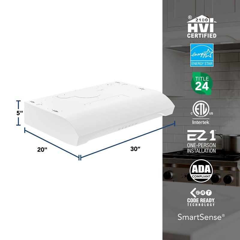 30" Broan ALT3 Series Under Cabinet Range Hood in White - ALT3304WW