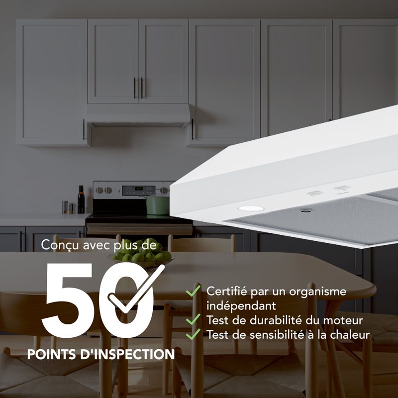 24" Broan Glacier Series Under Cabinet Range Hood in White - GLA1243WW