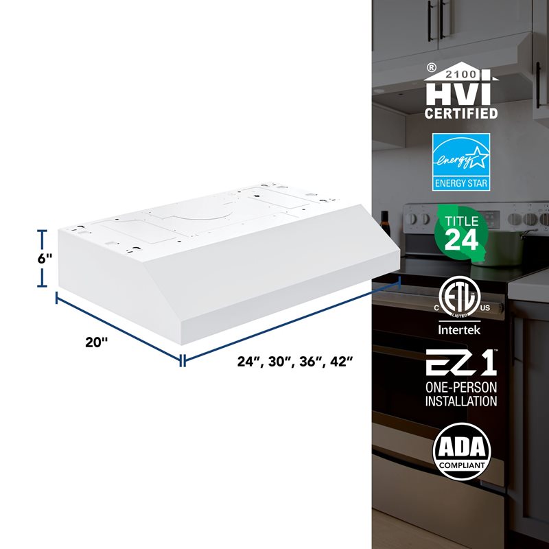 36" Broan Glacier Series Under Cabinet Range Hood in White - GLA1363WW
