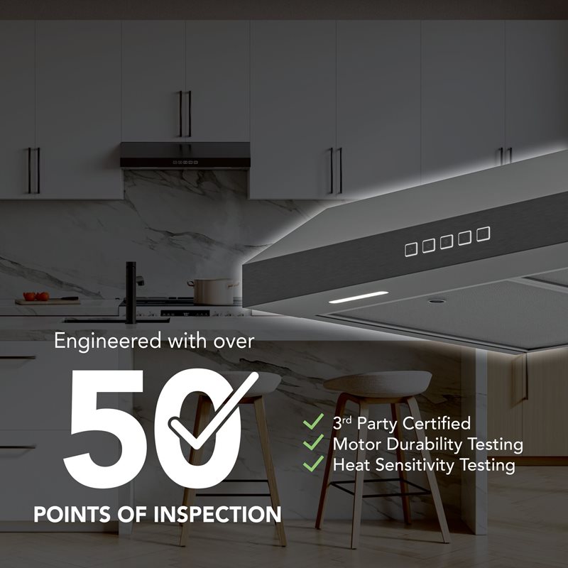 36" Broan Glacier Series Under Cabinet Range Hood in Black Stainless Steel - GLA2363BLS