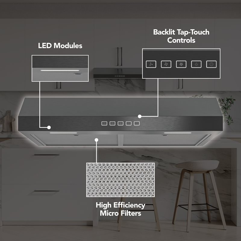 36" Broan Glacier Series Under Cabinet Range Hood in Black Stainless Steel - GLA2363BLS