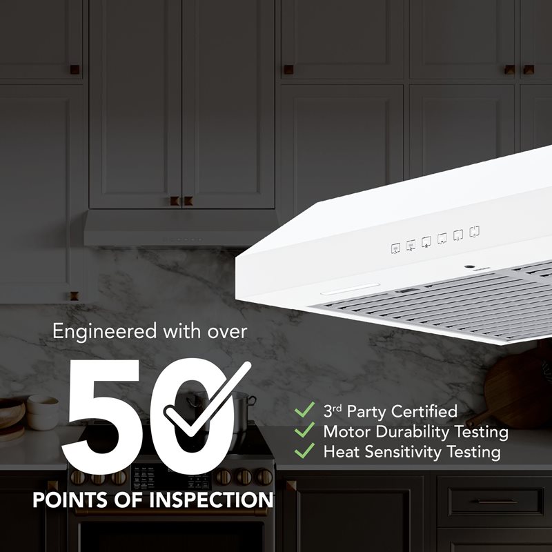 30" Broan Glacier Series Under Cabinet Range Hood in White - GLA3304WW