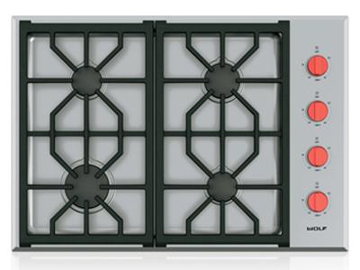 30"  Wolf Professional Gas Cooktop With 4 Burners  - CG304P/S