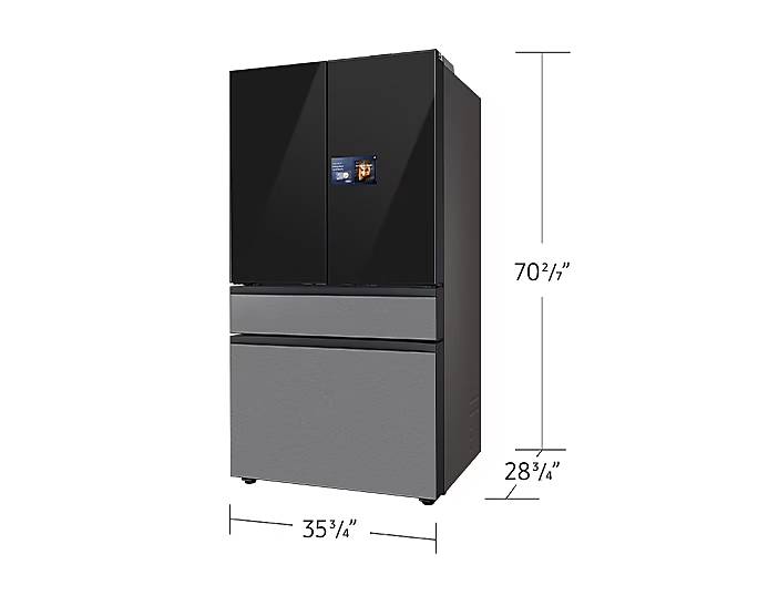 36" Samsung 23 Cu.Ft. Bespoke AI Counter Depth 4-Door French Door Refrigerator - RF90F23BECRAA