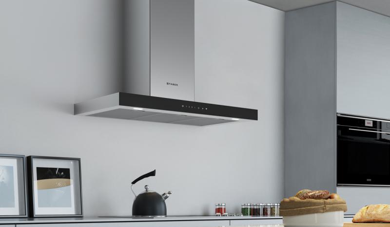 36" Faber Stilo Glass Collection Smart Wall Mount Black Glass Chimney Hood - STGL36SSV