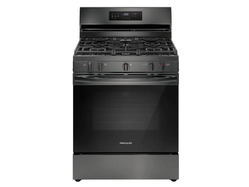 30" Frigidaire Gas Range with Air Fry in Black Stainless Steel - FCRG3083AD