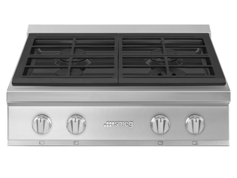 30" SMEG Gas Cooktop with 4 Sealed Burner in Stainless Steel - RTU304GX