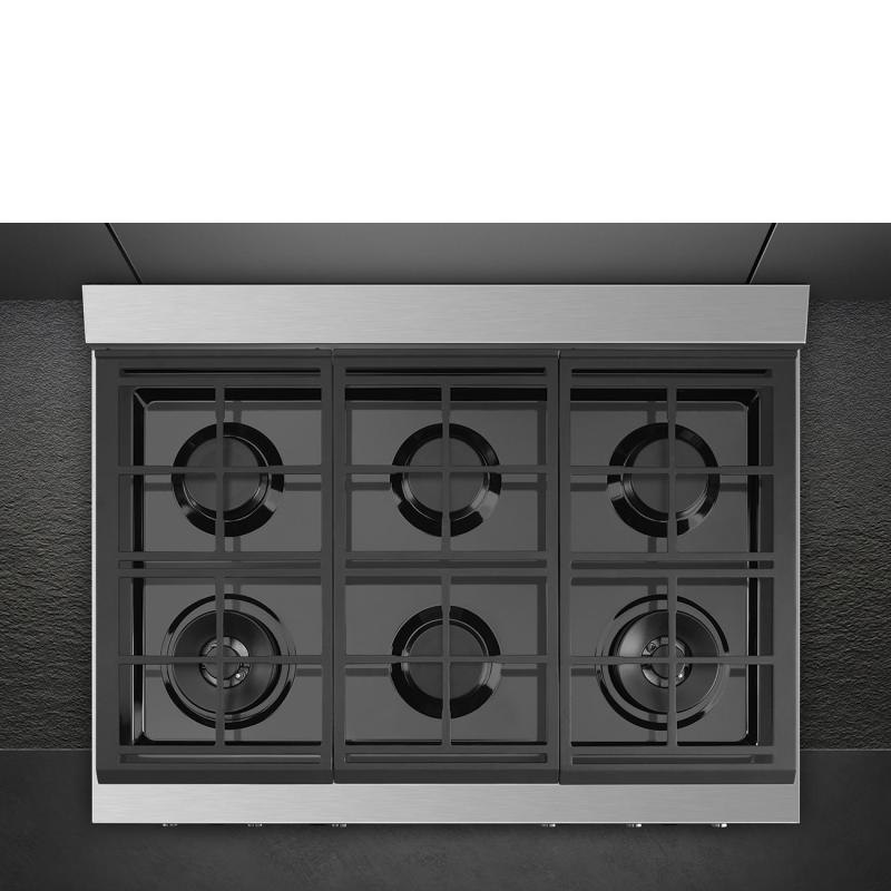36" SMEG Gas Cooktop with 6 Sealed Burner in Stainless Steel - RTU366GX