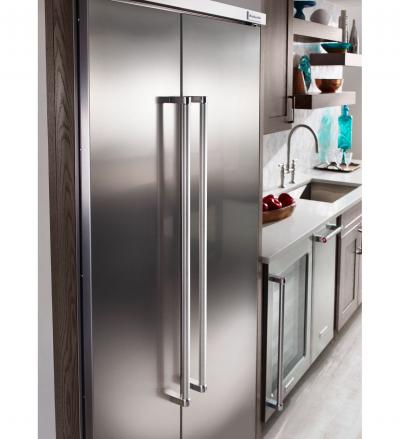 42" KithenAid 25.5 Cu. Ft. Built-In Side by Side Refrigerator With PrintShield Finish - KBSN602EBS