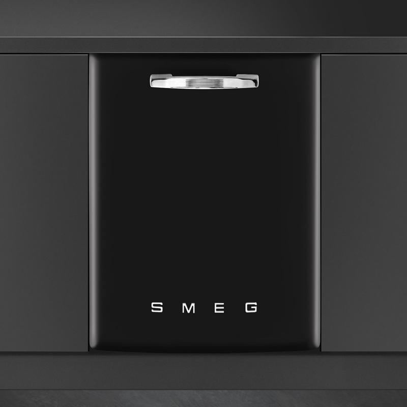 24" SMEG 50's Style Under Counter Built-in Dishwasher in Black - STU2FABBL2