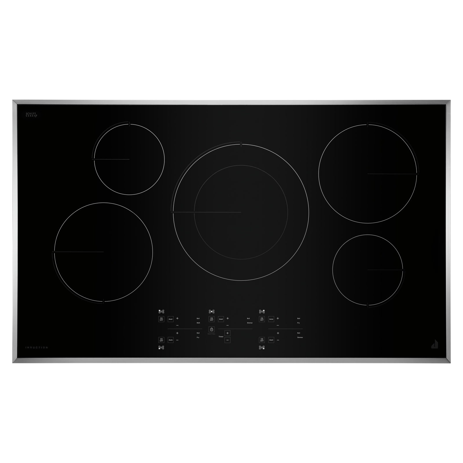 36" Jenn-Air Electric Induction Smoothtop Cooktop with 5 Elements in Stainless Steel - JIC4536KS