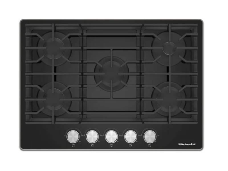30" Kitchenaid 5 Burners Gas Cooktop in Black - KCGG530PBL