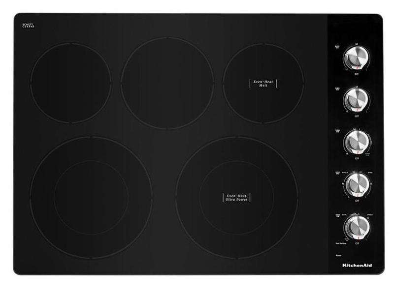 30" KitchenAid Electric Cooktop With 5 Elements And Knob Controls - KCES550HSS