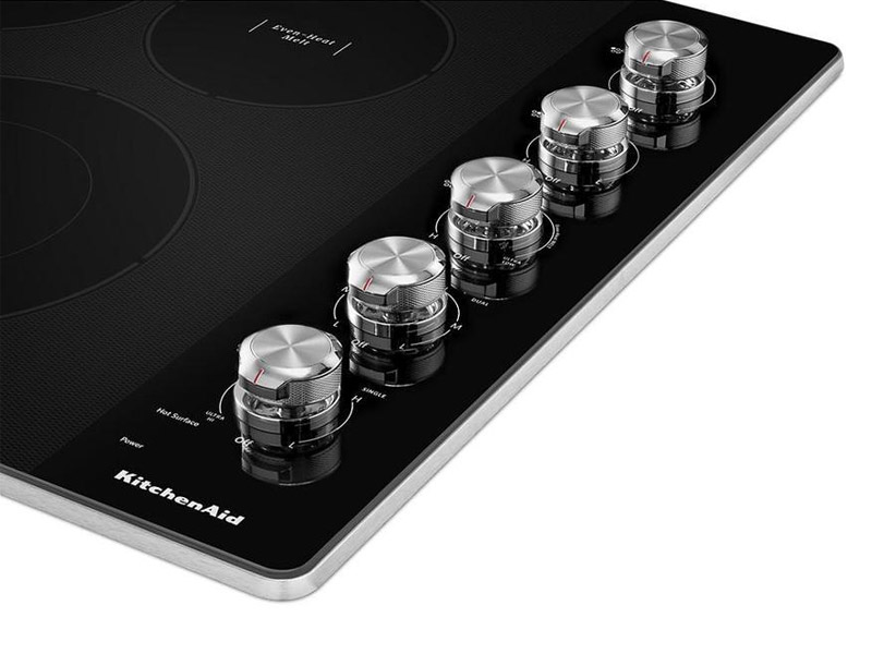 30" KitchenAid Electric Cooktop With 5 Elements And Knob Controls - KCES550HSS