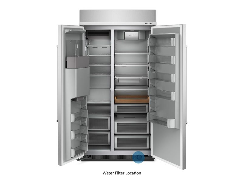 42" KitchenAid 25.1 Cu. Ft. Built-In Side-by-Side Refrigerator with Ice and Water Dispenser - KBSD702MPS