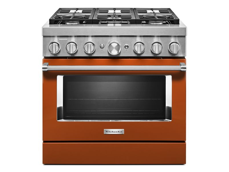 36" KitchenAid 5.1 Cu. Ft. Smart Commercial-Style Dual Fuel Range With 6 Burners In Scorched Orange - KFDC506JSC