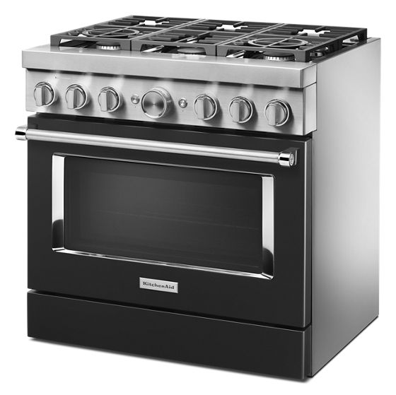 36" KitchenAid 5.1 Cu. Ft. Smart Commercial-Style Dual Fuel Range With 6 Burners - KFDC506JBK