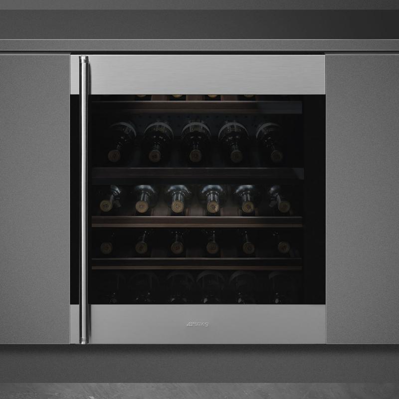 24" SMEG Classic Right Hinge Built-in Undercounter Wine Cooler in Stainless Steel - CVIU338RX1