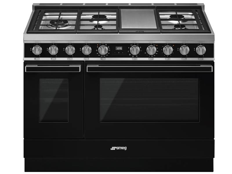 48" SMEG Portofino Freestanding Professional Dual Fuel Range with 5 Sealed Burners - CPF48UGMBL
