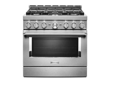 36" KitchenAid 5.1 Cu. Ft. Smart Commercial-Style Gas Range With 6 Burners - KFGC506JSS