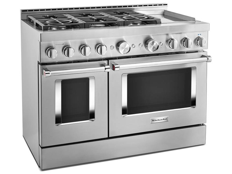 48" KitchenAid 6.3 Cu. Ft. Smart Commercial-Style Gas Range With Griddle - KFGC558JSS