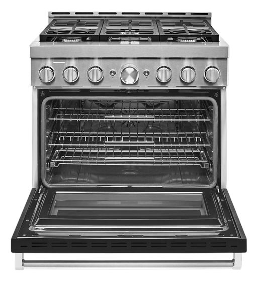 36" KitchenAid 5.1 Cu. Ft. Smart Commercial-Style Gas Range With 6 Burners - KFGC506JBK