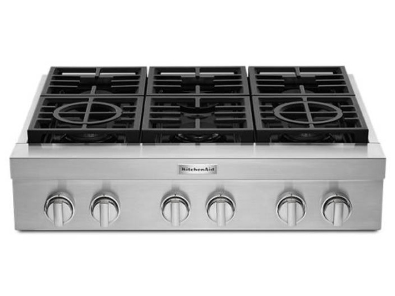 36''  KitchenAid 6-Burner Commercial-Style Gas Rangetop - KCGC506JSS