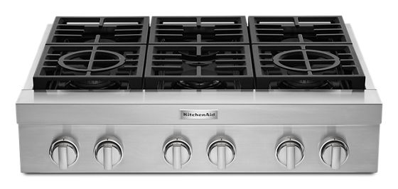 36''  KitchenAid 6-Burner Commercial-Style Gas Rangetop - KCGC506JSS