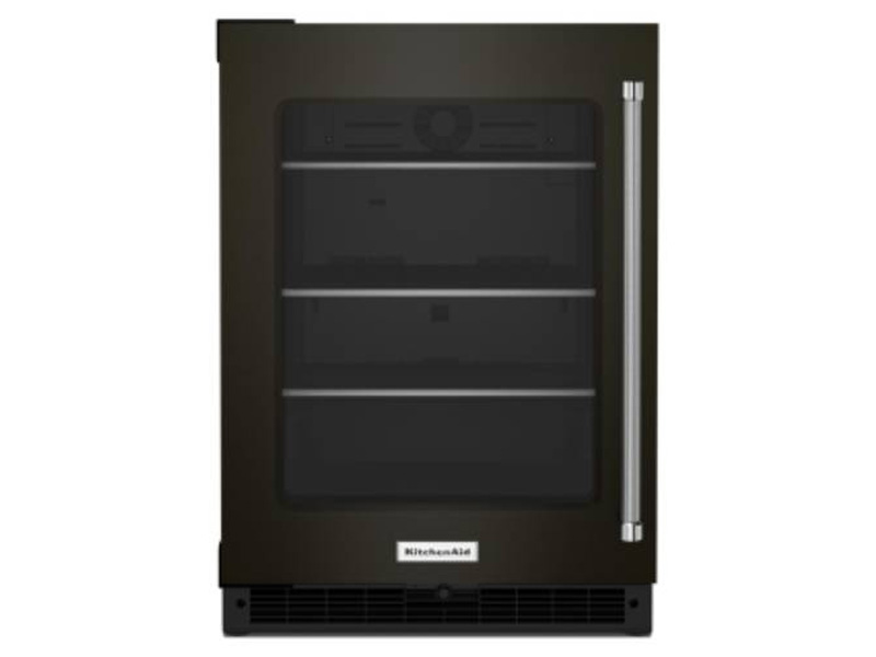 24" KitchenAid Undercounter Refrigerator with Glass Door and Shelves with Metallic Accents - KURL314KBS
