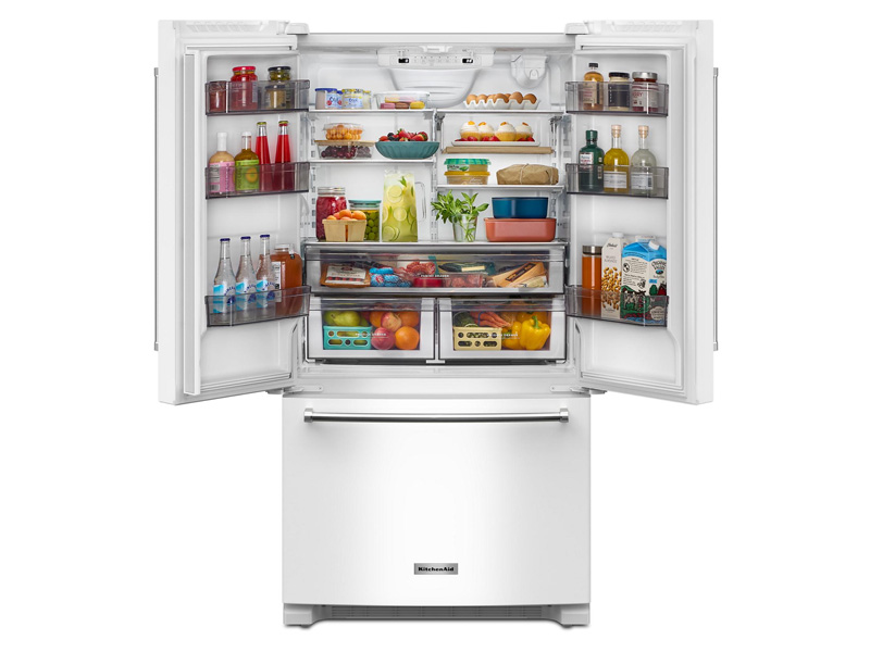 36" KitchenAid 20 Cu. Ft. French Door Bottom Mount Counter Depth Refrigerator - KRFC136RWH