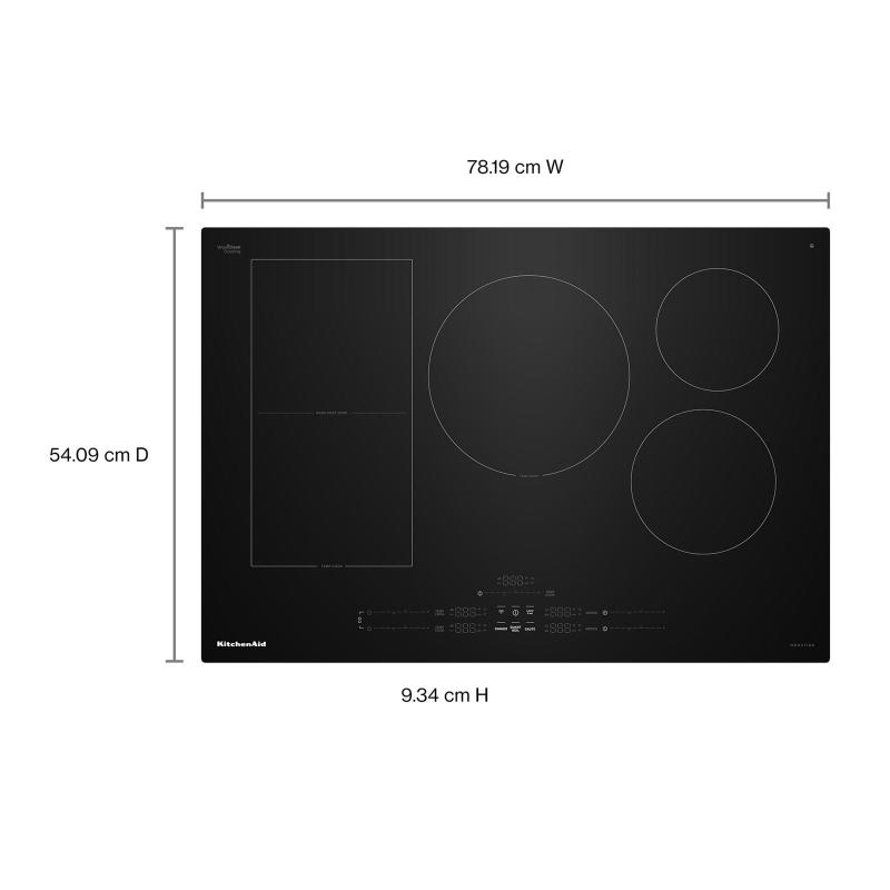 30" Kitchenaid Temp Cook Induction Cooktop with 5 Cooking Zones - KCIT730SBL