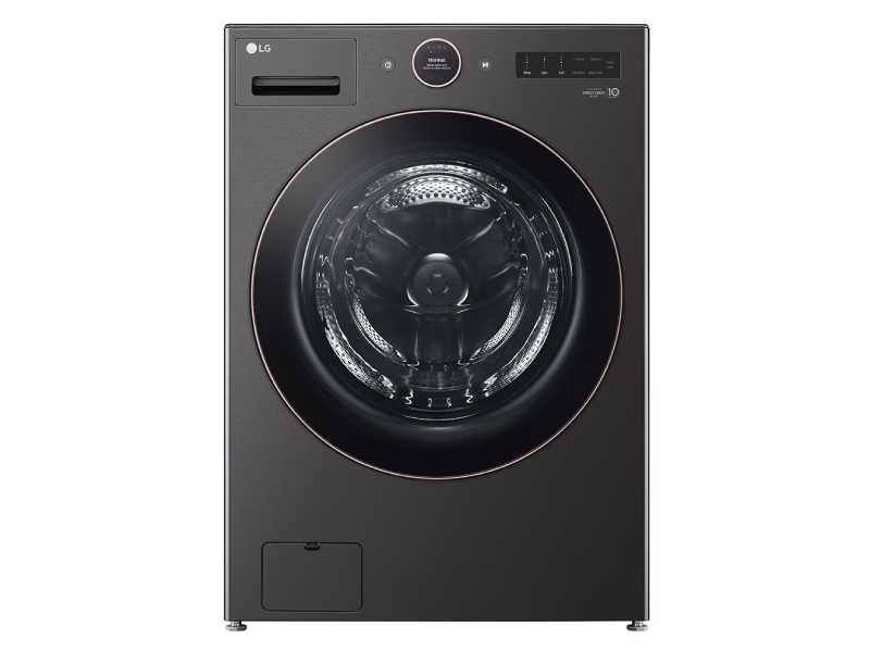 27" LG 5.8 Cu.Ft. Front Load Washer with TurboWash 360 Wi-Fi and ThinQ in Black Steel - WM6500HBA